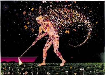 FRED TOMASELLI, Field Guides, 2003, photocollage, gouache, acrylic, resin on wood, 60 X 84 inches